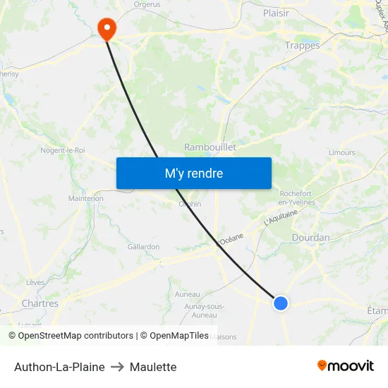 Authon-La-Plaine to Maulette map