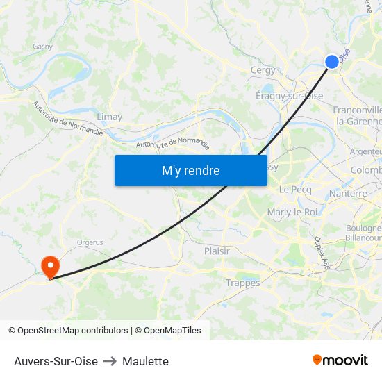 Auvers-Sur-Oise to Maulette map