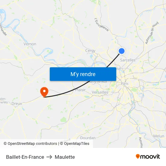 Baillet-En-France to Maulette map