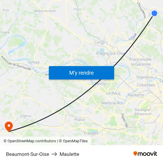 Beaumont-Sur-Oise to Maulette map