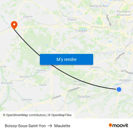 Boissy-Sous-Saint-Yon to Maulette map