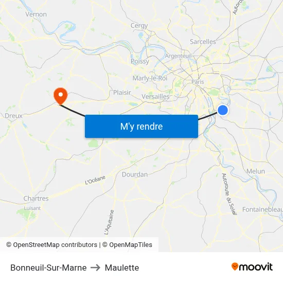 Bonneuil-Sur-Marne to Maulette map