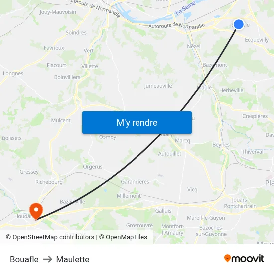 Bouafle to Maulette map