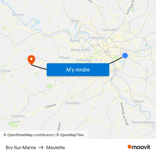 Bry-Sur-Marne to Maulette map