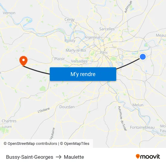 Bussy-Saint-Georges to Maulette map