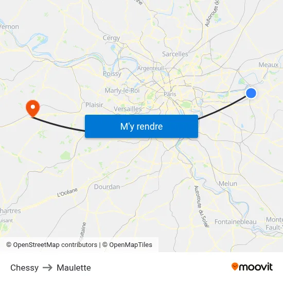 Chessy to Maulette map