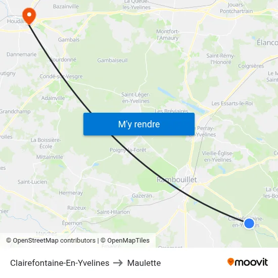 Clairefontaine-En-Yvelines to Maulette map