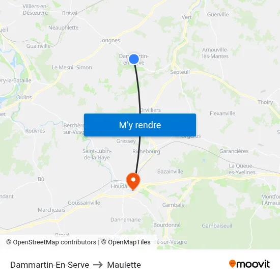 Dammartin-En-Serve to Maulette map