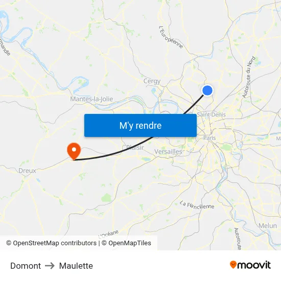 Domont to Maulette map
