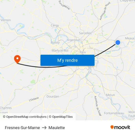 Fresnes-Sur-Marne to Maulette map