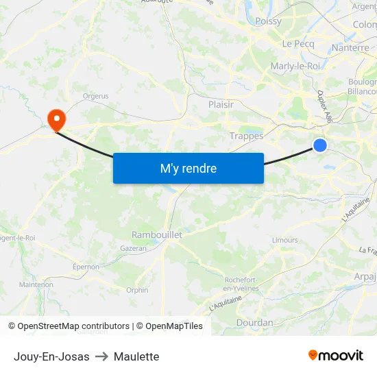 Jouy-En-Josas to Maulette map