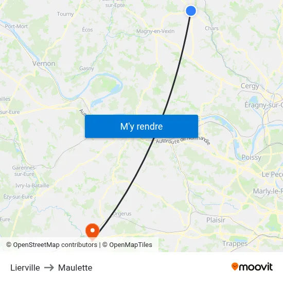 Lierville to Maulette map
