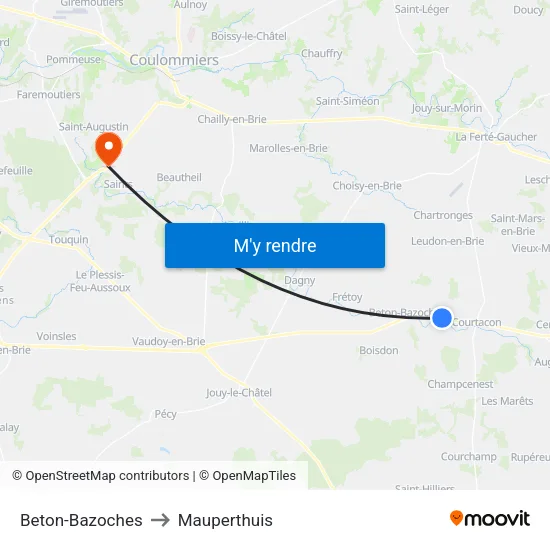 Beton-Bazoches to Mauperthuis map