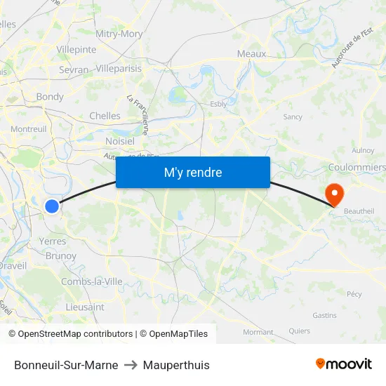 Bonneuil-Sur-Marne to Mauperthuis map