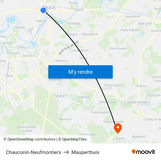 Chauconin-Neufmontiers to Mauperthuis map