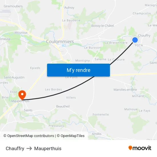 Chauffry to Mauperthuis map