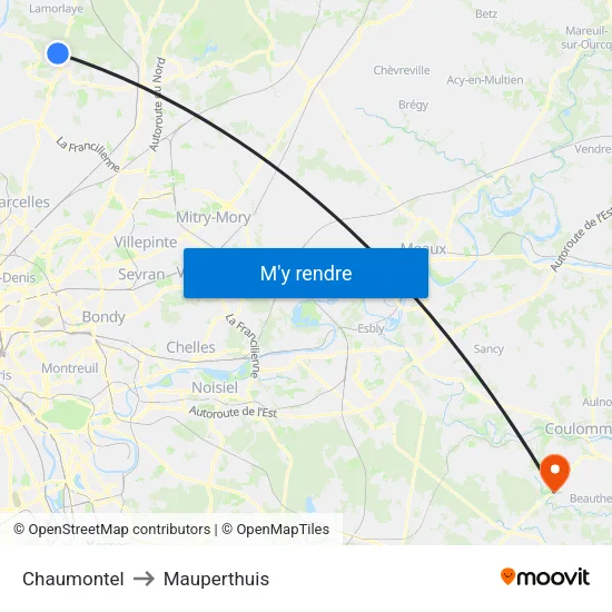 Chaumontel to Mauperthuis map