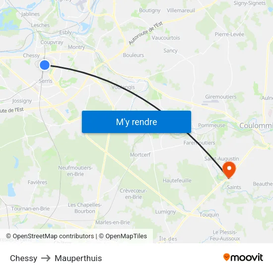 Chessy to Mauperthuis map