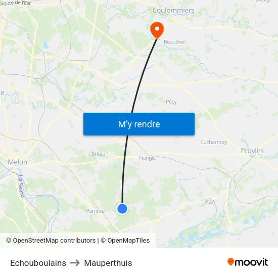 Echouboulains to Mauperthuis map