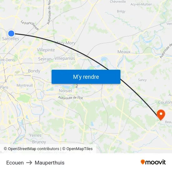 Ecouen to Mauperthuis map
