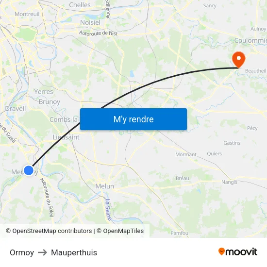 Ormoy to Mauperthuis map