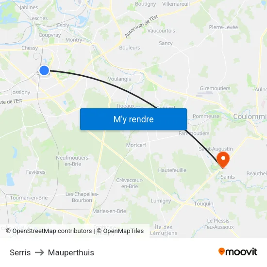 Serris to Mauperthuis map