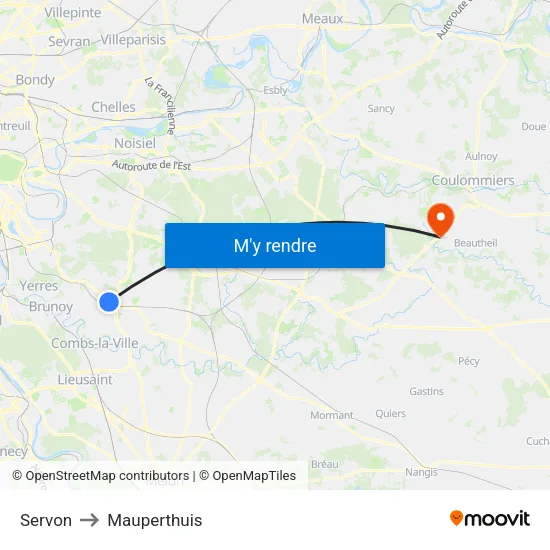 Servon to Mauperthuis map