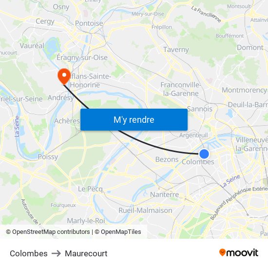 Colombes to Maurecourt map