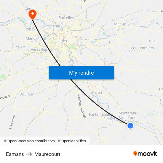 Esmans to Maurecourt map