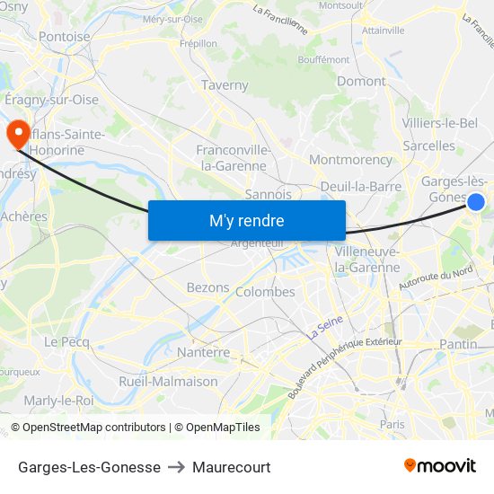 Garges-Les-Gonesse to Maurecourt map