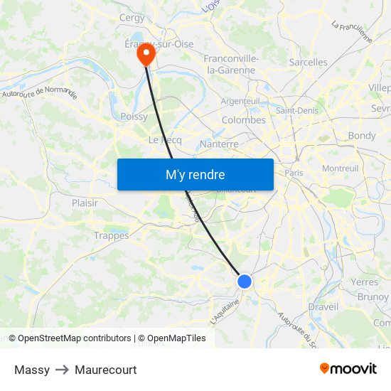 Massy to Maurecourt map