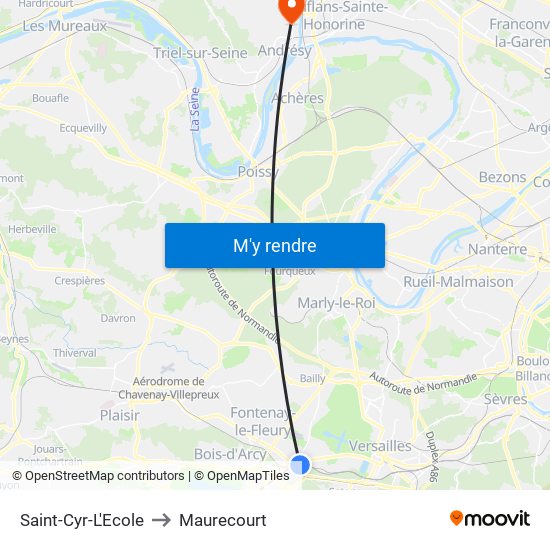 Saint-Cyr-L'Ecole to Maurecourt map