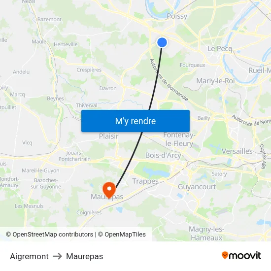 Aigremont to Maurepas map