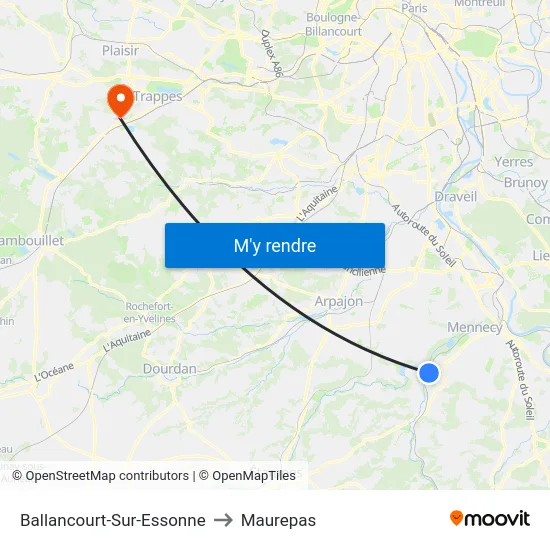 Ballancourt-Sur-Essonne to Maurepas map