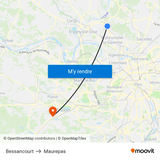 Bessancourt to Maurepas map
