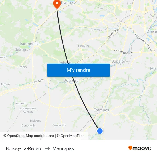 Boissy-La-Riviere to Maurepas map