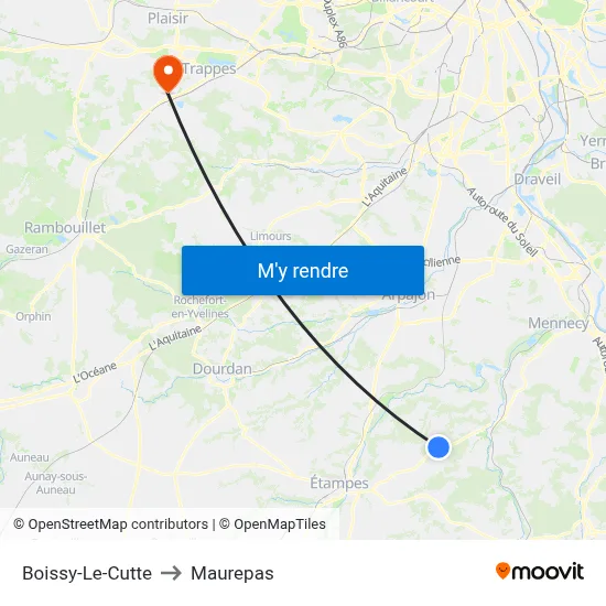 Boissy-Le-Cutte to Maurepas map