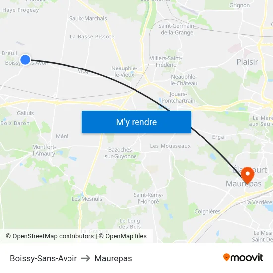 Boissy-Sans-Avoir to Maurepas map