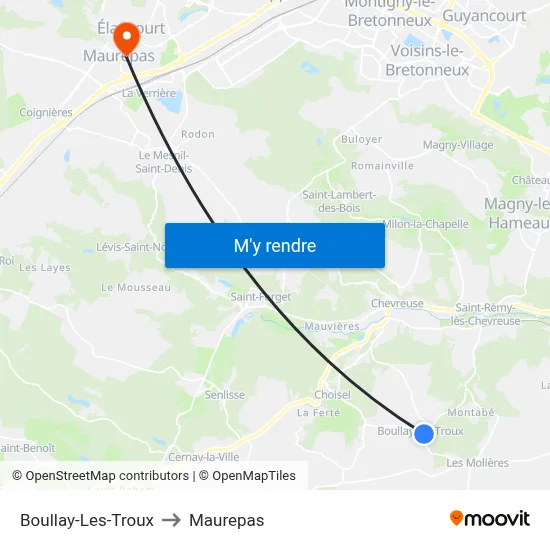 Boullay-Les-Troux to Maurepas map
