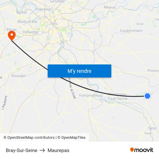 Bray-Sur-Seine to Maurepas map