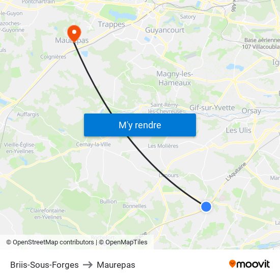 Briis-Sous-Forges to Maurepas map