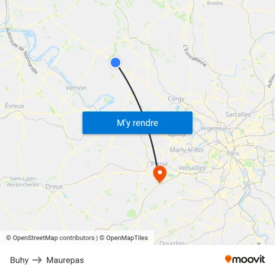 Buhy to Maurepas map
