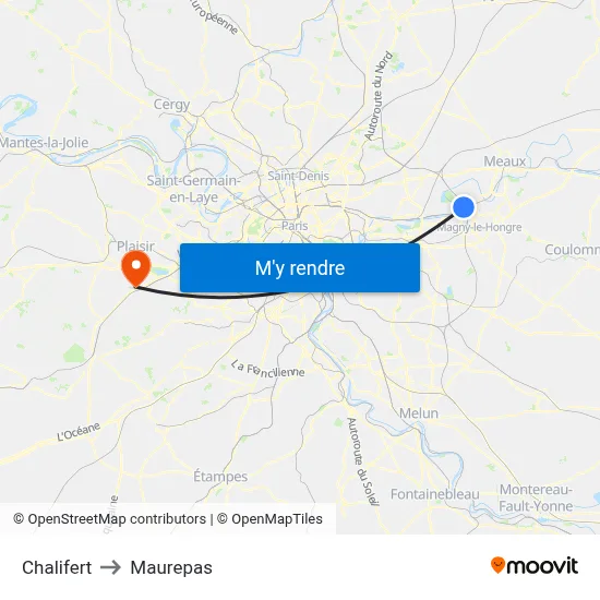 Chalifert to Maurepas map