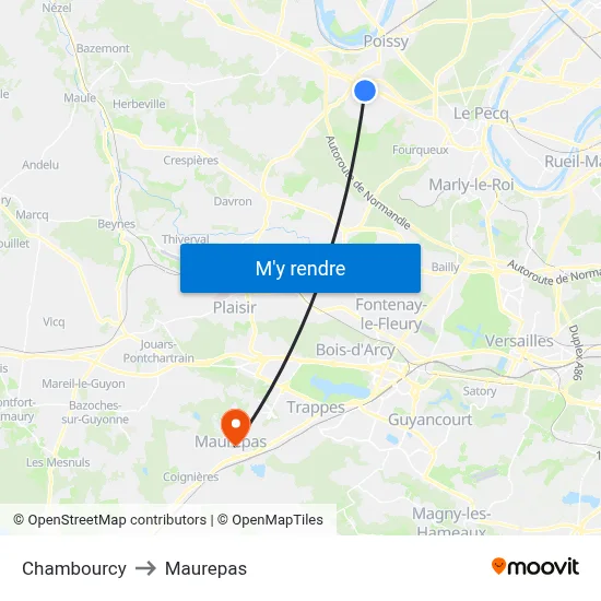 Chambourcy to Maurepas map