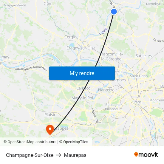 Champagne-Sur-Oise to Maurepas map