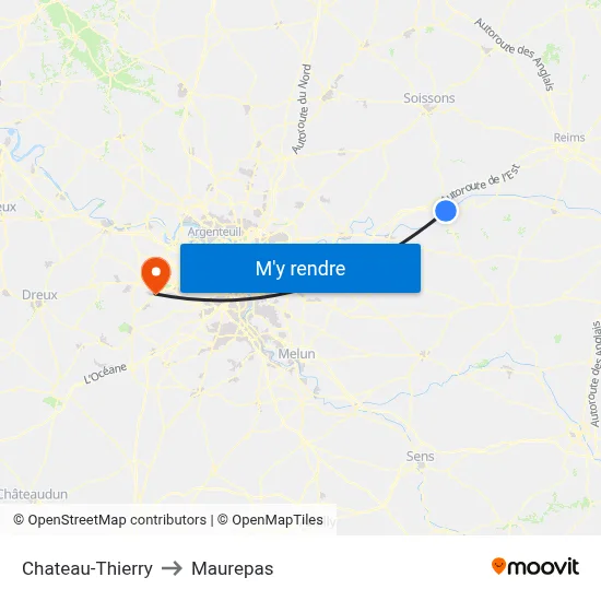 Chateau-Thierry to Maurepas map