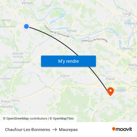 Chaufour-Les-Bonnieres to Maurepas map