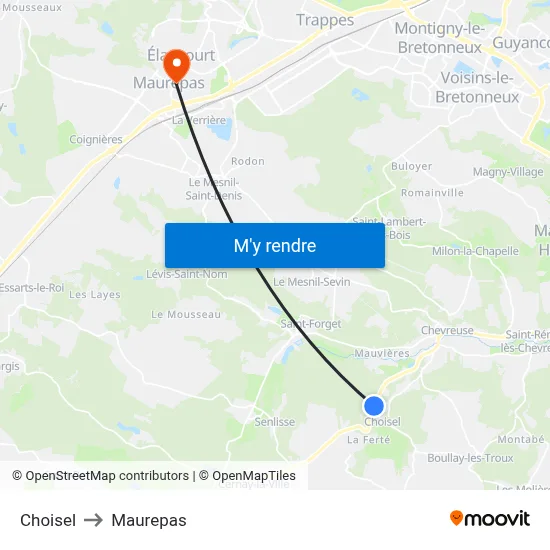 Choisel to Maurepas map