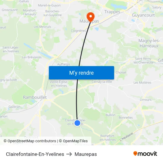 Clairefontaine-En-Yvelines to Maurepas map