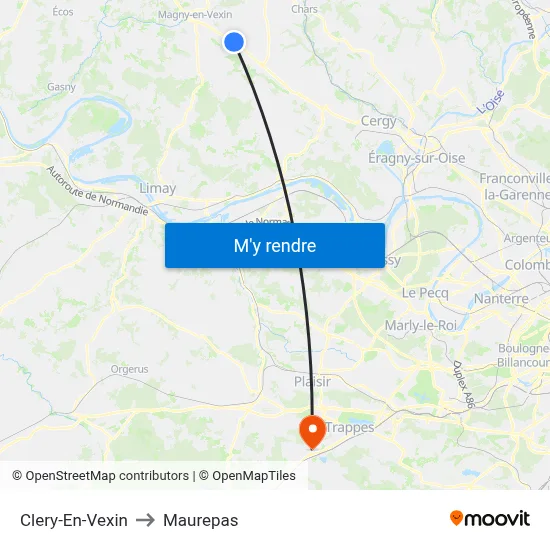 Clery-En-Vexin to Maurepas map